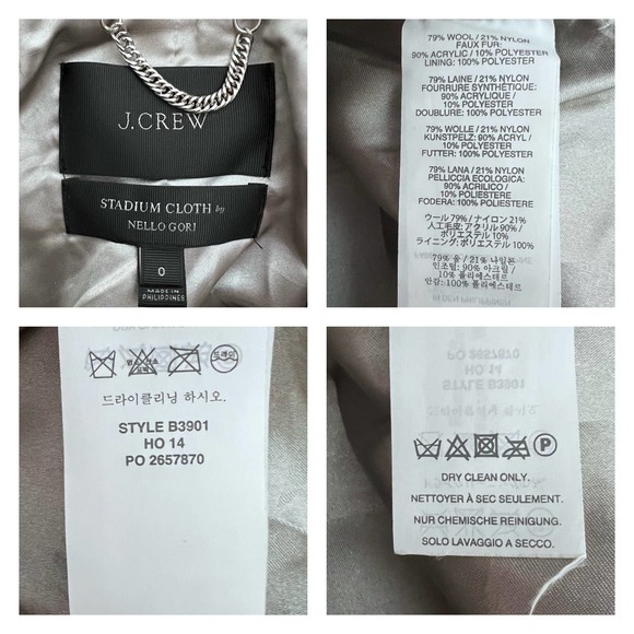 J. Crew Italian Stadium Cloth Wool Coat Size 0 Chateau Parka Removable Fur Hood - Picture 4 of 12